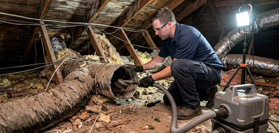 Storm-Damaged Attic Duct Cleaning in Round Rock