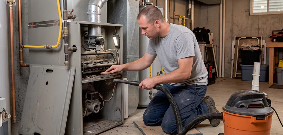 Burner and Heater Compartment Lint Removal in Round Rock