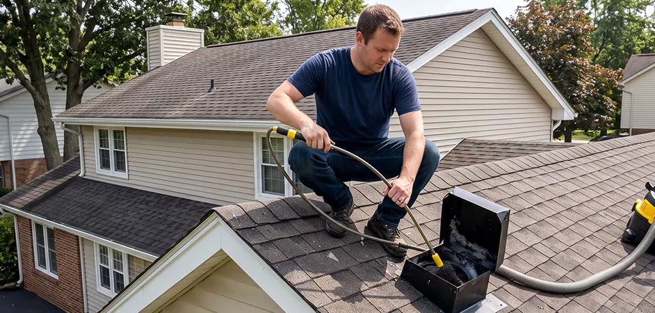 Multi-Story Roof Dryer Vent Cleaning in Round Rock